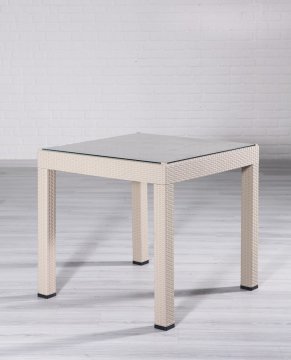 Rattan 80*80 Glass Table - Multi Coloured