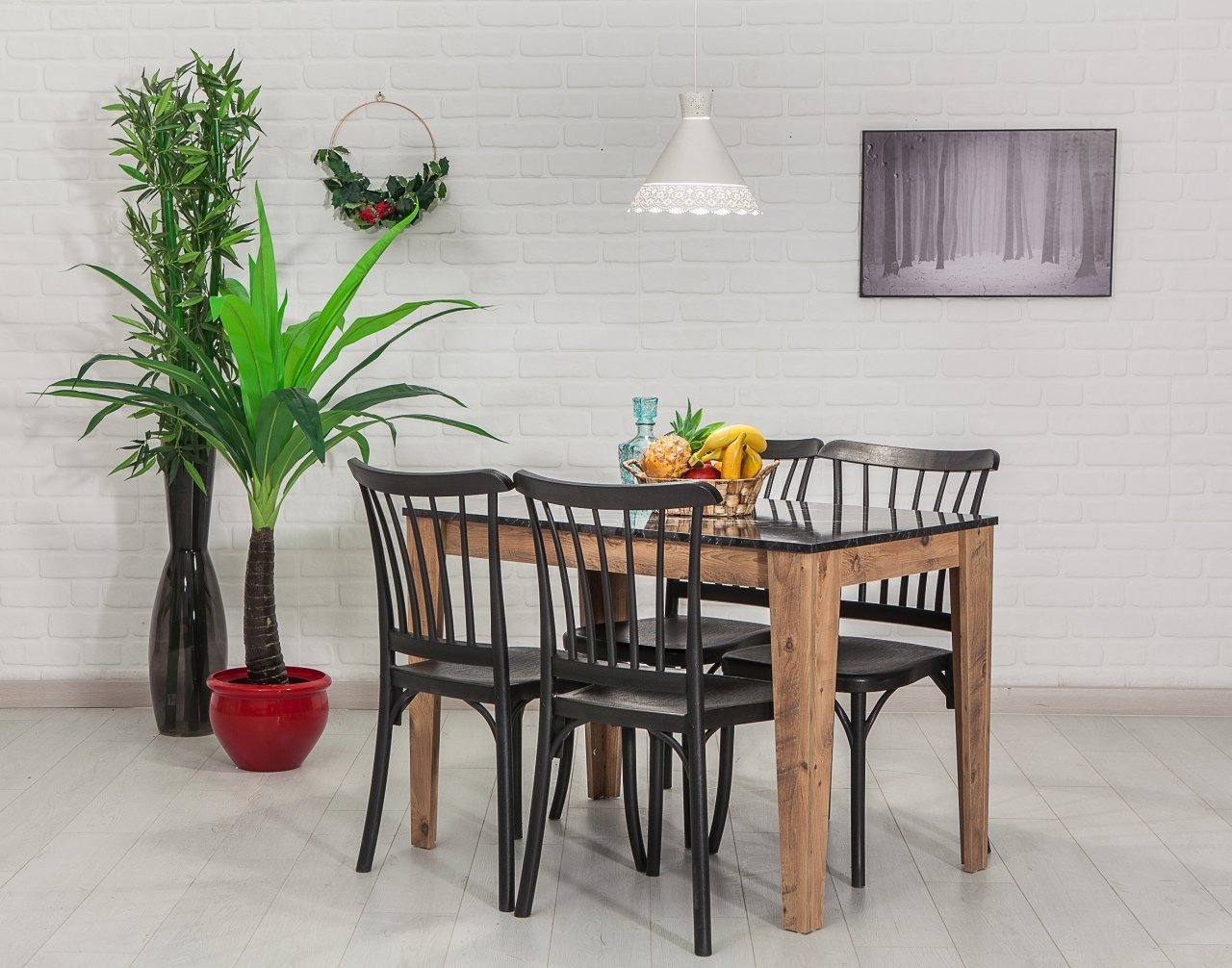 Avrupa Table - 4 Adet Violet Chair - Black