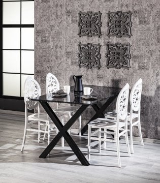 Matrix Maxima Table + Venüs 4 Adet Chair Set - White