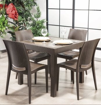Rattan 80*80 Table set - Brown