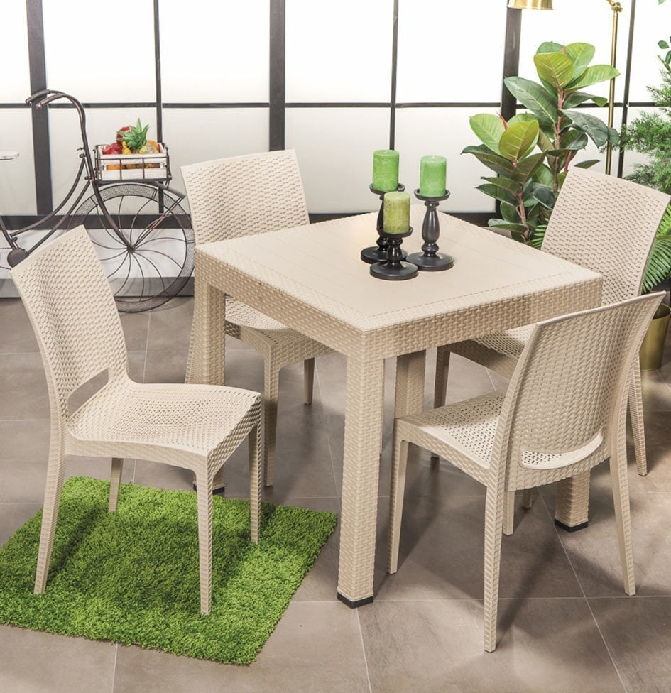 Rattan 80*80 Table set - Cappucino