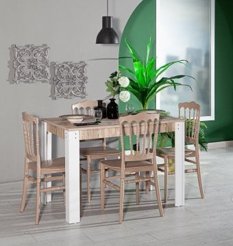 Grande Table - 4 Adet Miray Chair - Cappucino