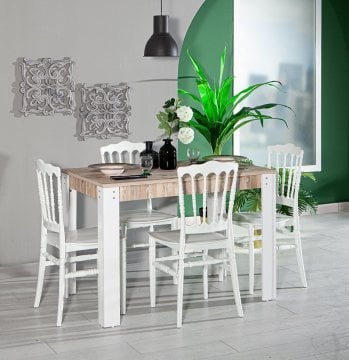 Grande Table - 4 Adet Miray Chair - White