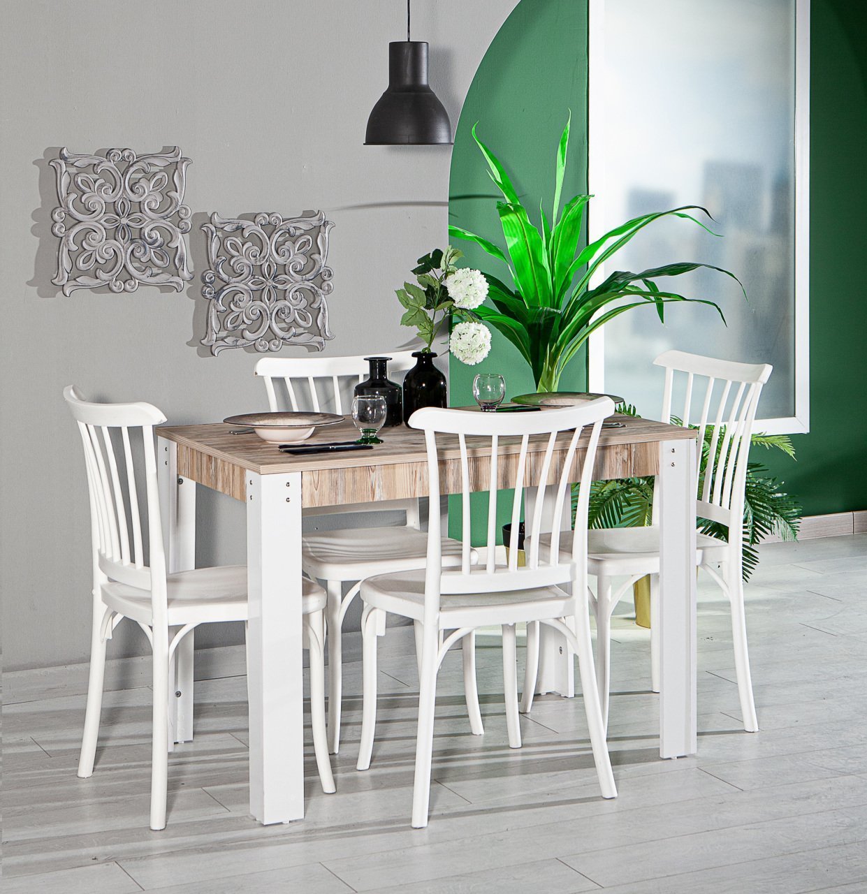 Grande Table - 4 Adet Violet Chair - White