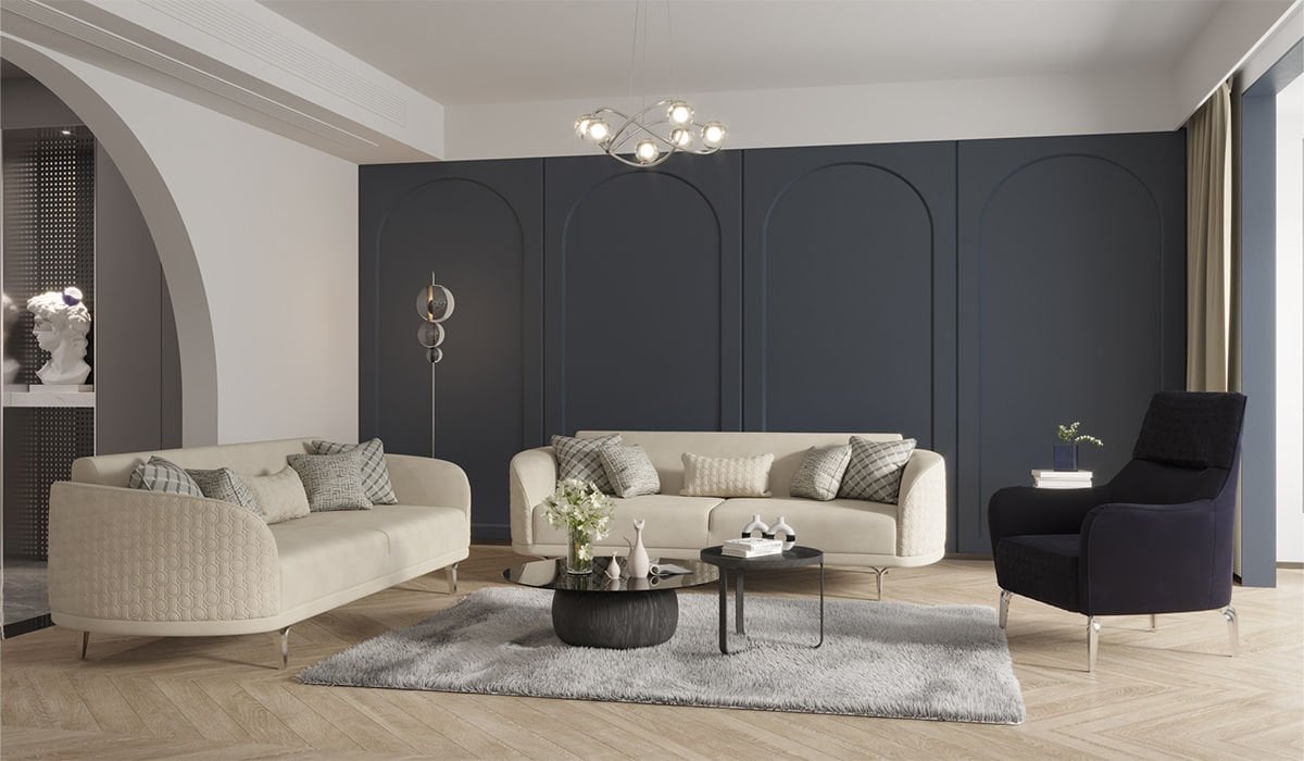 Bendis Sofa set Silver - Armchair (With Leg)