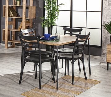 Nero Table - 4 Adet Efes Chair - Black