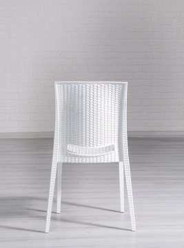 Rattan 90*150 Glass Table set - White
