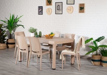 Rattan 90*150 Table set - Cappucino
