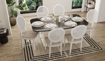 Etna Sonata Black Mermer & Aytaşı / Sardes Table Set