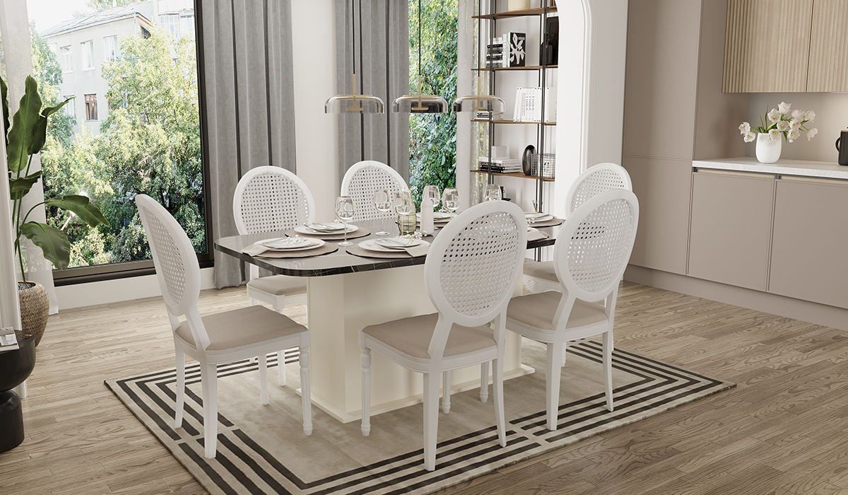 Etna Sonata Black Mermer & Aytaşı / Sardes Table Set