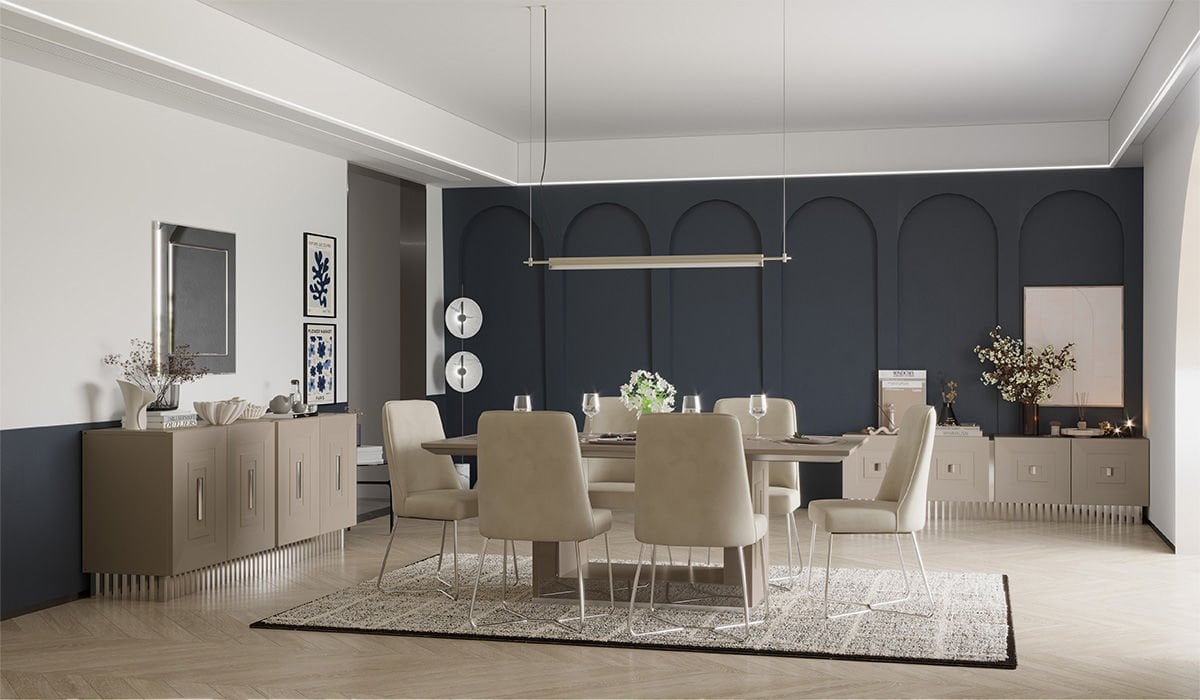 Bendis Dining Room Set - Silver