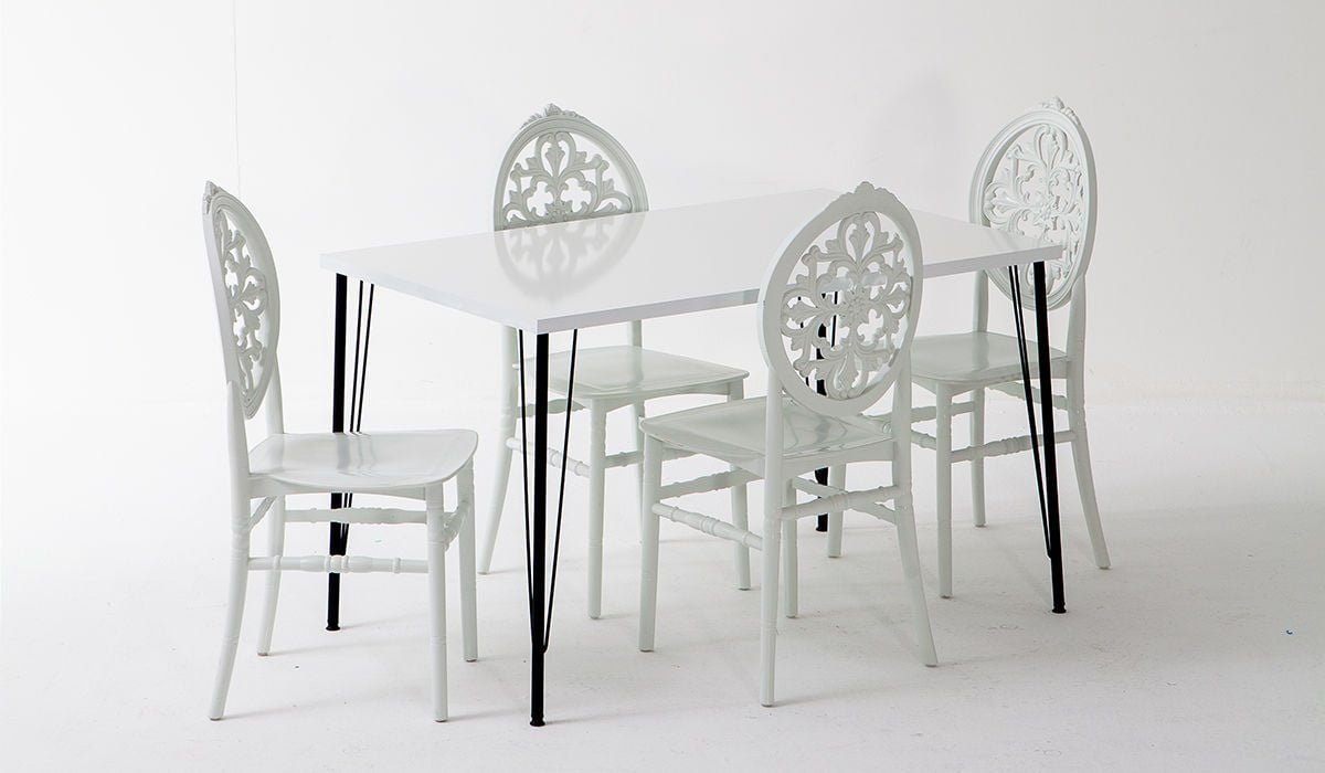 Nero ( White ) + Venüs Kitchen Table Set - White
