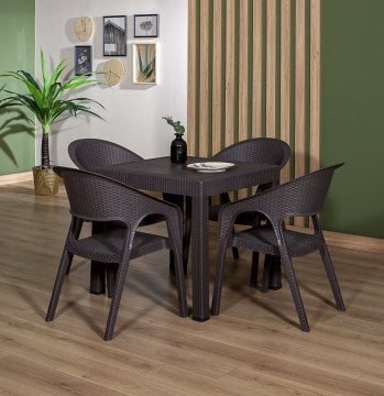 Garden 80*80 Rattan Table set - Brown