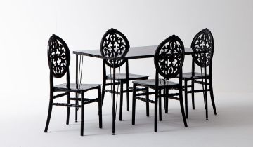 Nero ( Mermer Desenli ) + Venüs Kitchen Table Set - Black