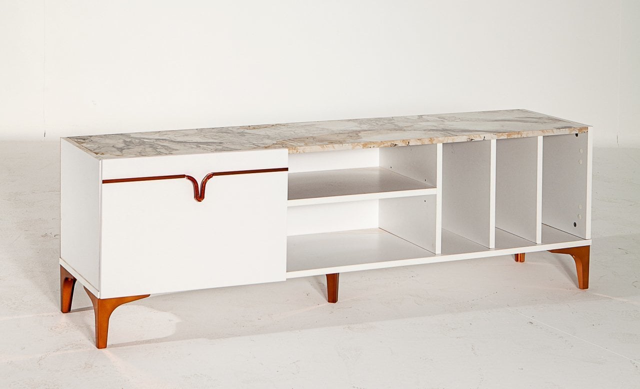 Pietra Tv Side Table - Efes White