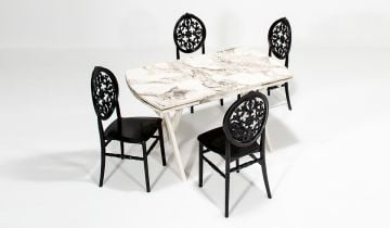 Castella ( Efes White ) / Venüs Table Set - Black