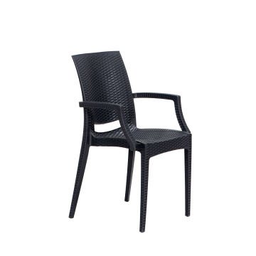 80*80 Rattan Table set - Antrasit Without Glass With arm