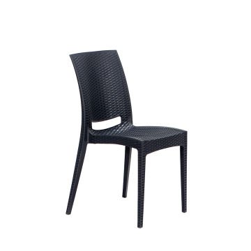 80*80 Rattan Table set - Antrasit Glass Without Arm