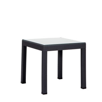 80*80 Rattan Table set - Antrasit Glass Without Arm