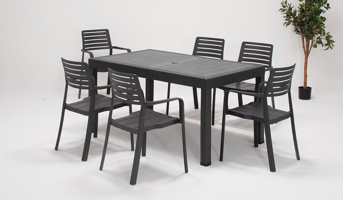 Lucia Rattan Large Table set - Antrasit