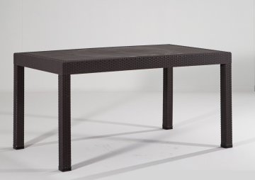 Rattan 90*150 Table - Multi Coloured White