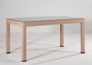 Rattan Glass 90*150 Table - Multi Coloured Cappucino