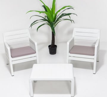 Lara Mini Garden&Balcony Sofa set - Multi Coloured White