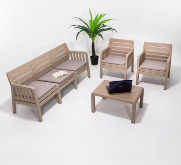 Lara Large Garden&Balcony Sofa set - Multi Coloured Cappucino