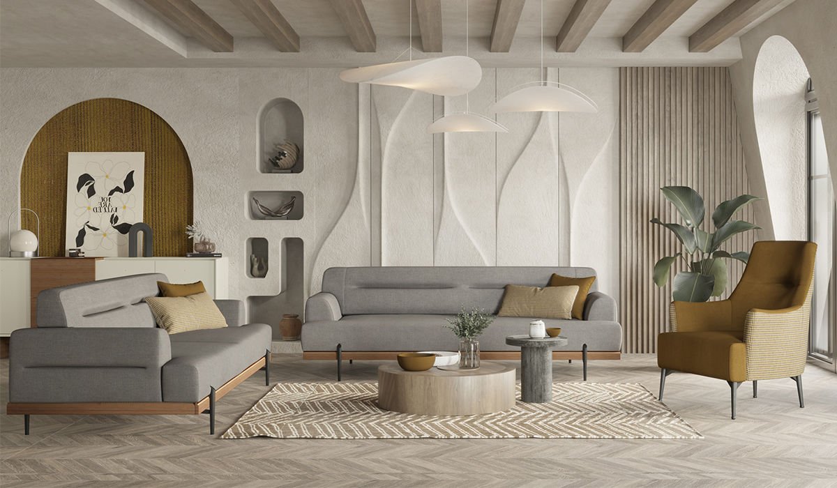 Linen Sofa set Light Grey/Fulya